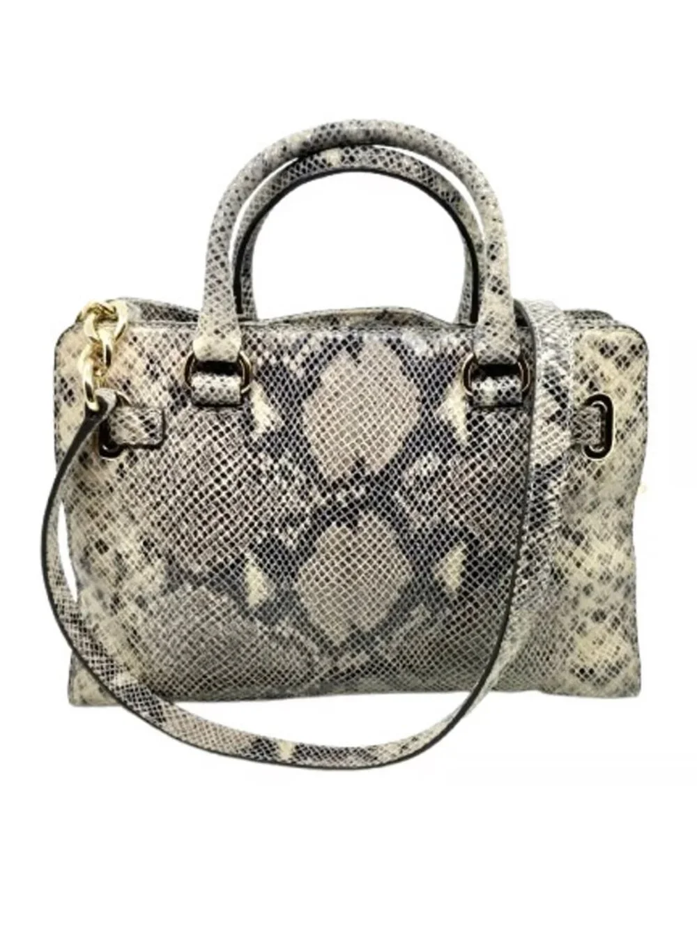 MICHAEL KORS~Hamilton~SPECIAL EDITION GRAY PYTHON EMBOSSED LEATHER SATCHEL BAG